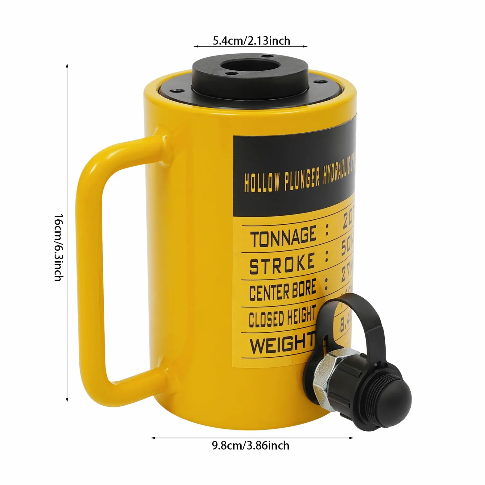 Cilindro hidráulico 20T, elevador de pistón hueco de 60 mm, carrera para elevación, tracción y empuje | Rebobinador de pistón automático portátil ZG3/8 para bomba de mano CP-700