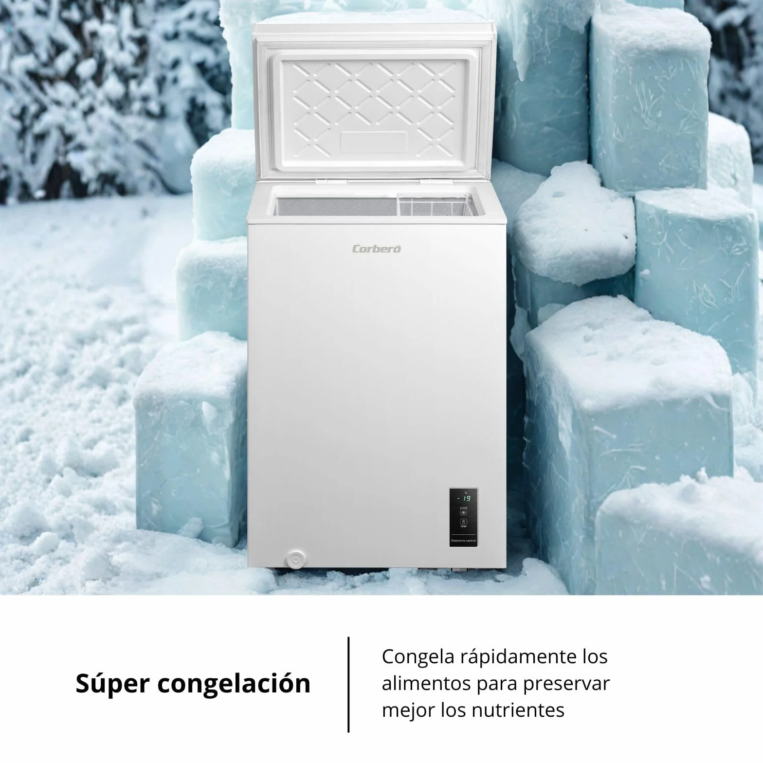 Corberó Arcón Congelador CCHM1006M 99L 54,7cm x 84,9cm Blanco Sistema Dual Súper Congelación