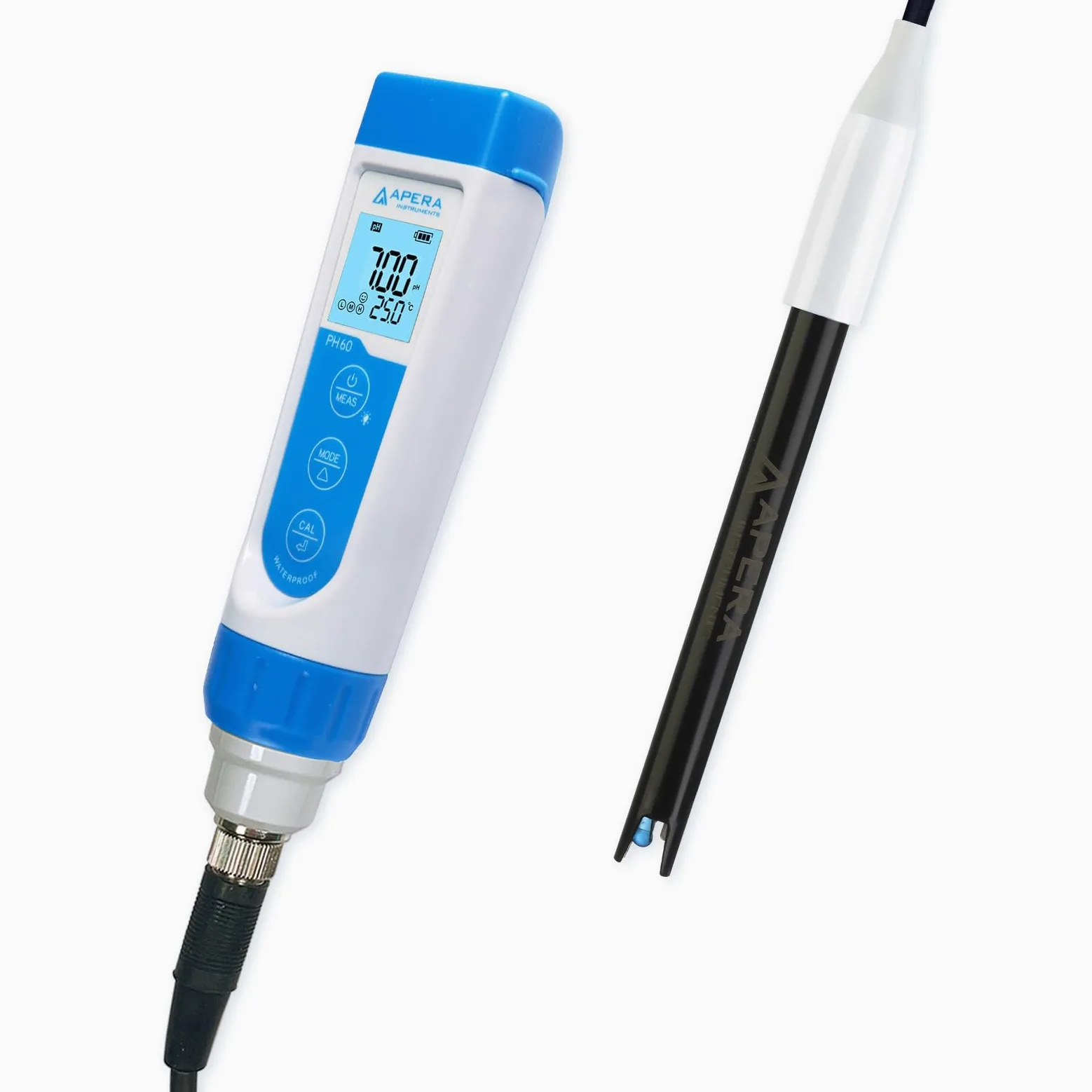 MARIVIA Apera Instruments PH60-WW Kit de medidor de pH de mano con electrodo de pH LabSen 335 ATC para medición de pH de grado de laboratorio en aguas residuales, suspensiones y emulsiones