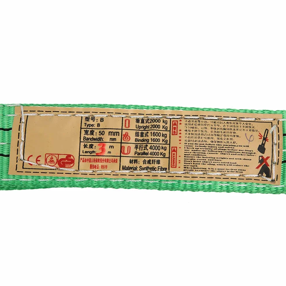 Eslinga de poliéster 3 m x 50 mm 30 Ton verde para elevación industrial