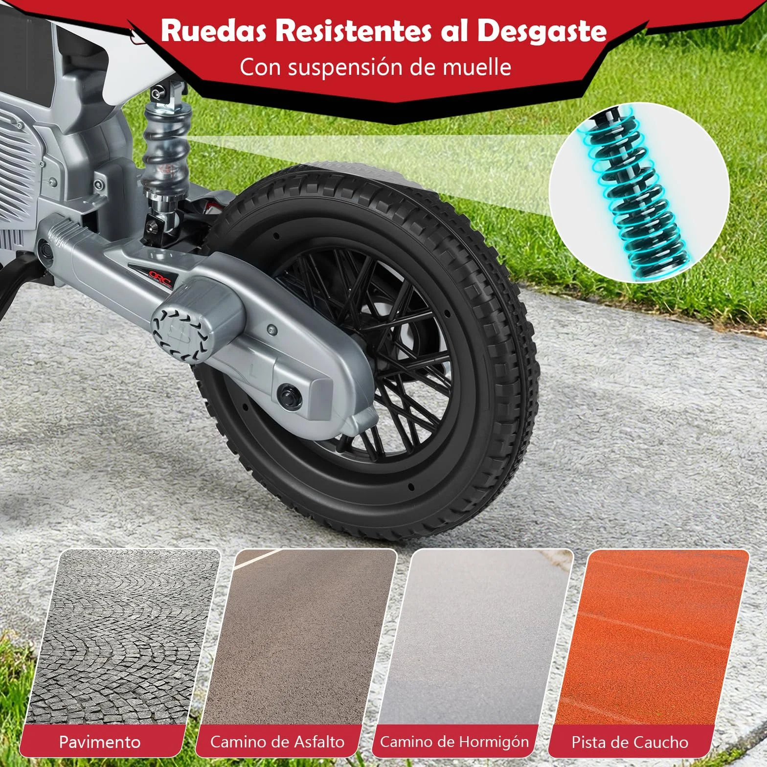 COSTWAY Motocicleta Eléctrica Infantil 12V con Ruedas de Entrenamiento Desmontables y Suspensión de Resorte (Rojo)