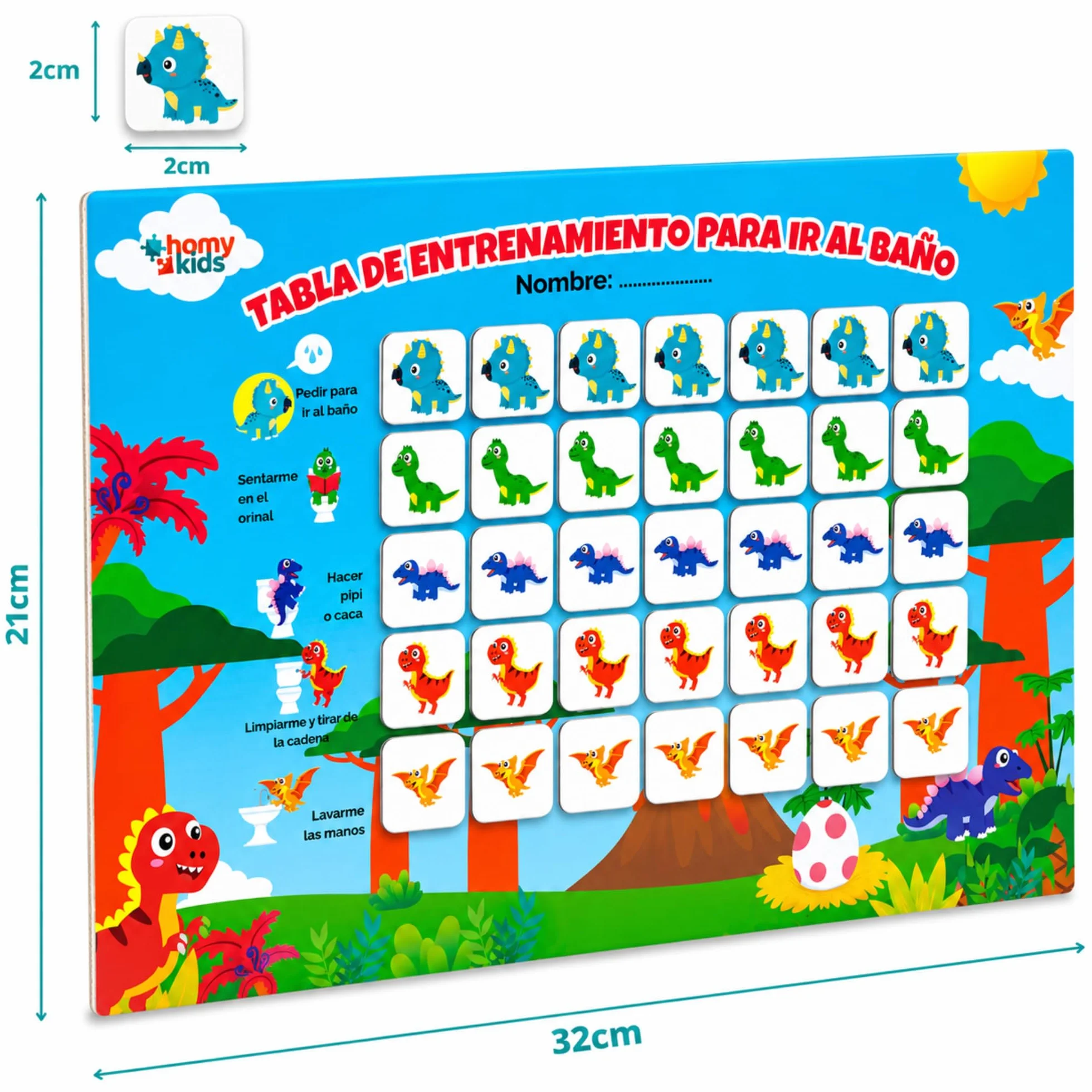 HOMYKIDS Tabla de Recompensas para Aprender a Ir al Baño en ESPAÑOL - Tabla de Entrenamiento con Pegatinas Magnéticas para Niños