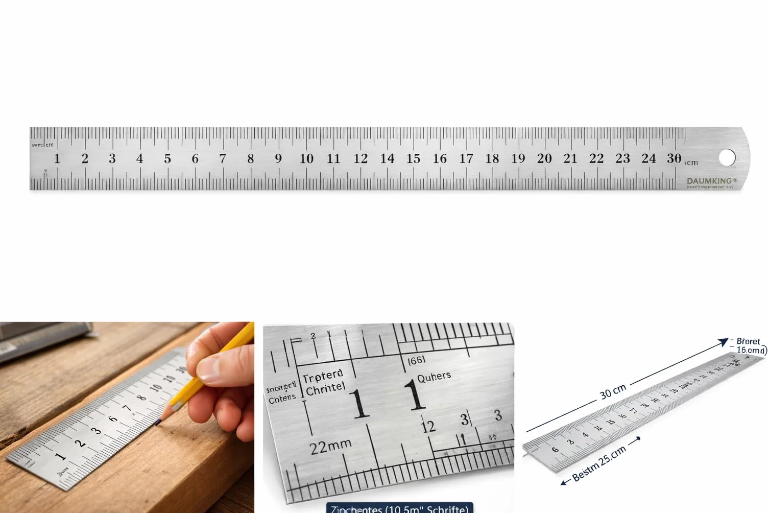 Regla de Acero Inoxidable 30 cm Doble Escala mm y Pulgadas Metálica para Escuela Oficina Taller