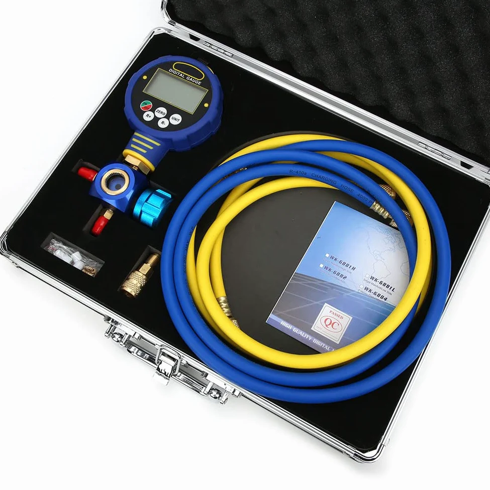 Vacuómetro, Manómetro de Vacío de Refrigerante 82 Base de Datos de Refrigerante Conmutada Al Vacío con Indicador de Porcentaje de Vacío, Manómetros de Presión y Vacío