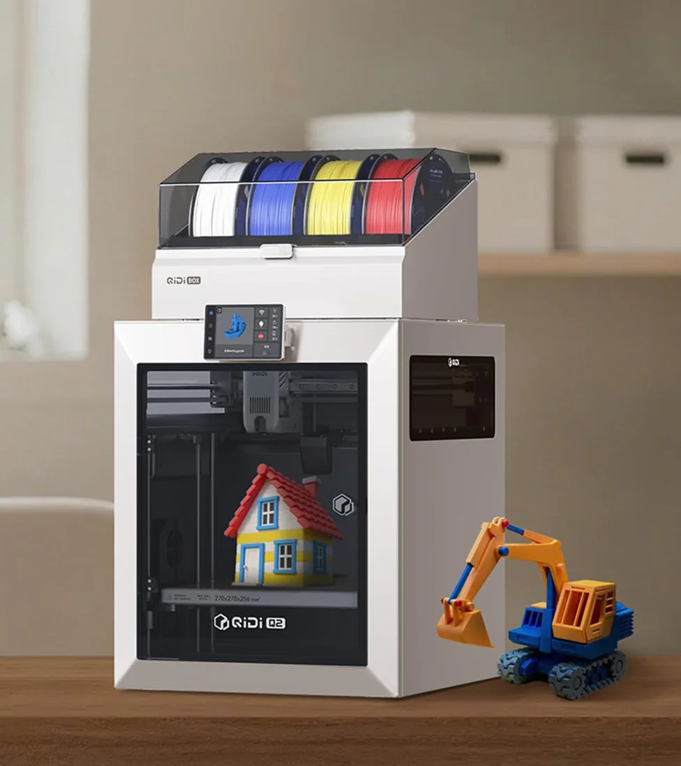 QIDI Q2 Combo Impresora 3D con QIDI Box, Multicolor y Multimaterial, Máx 600mm/s, 65°C Cámara Calefactada Activa, 3 en 1 Filtración, AI Cámara, Autonivelación & Autocalibración, Volumen 270x270x256mm