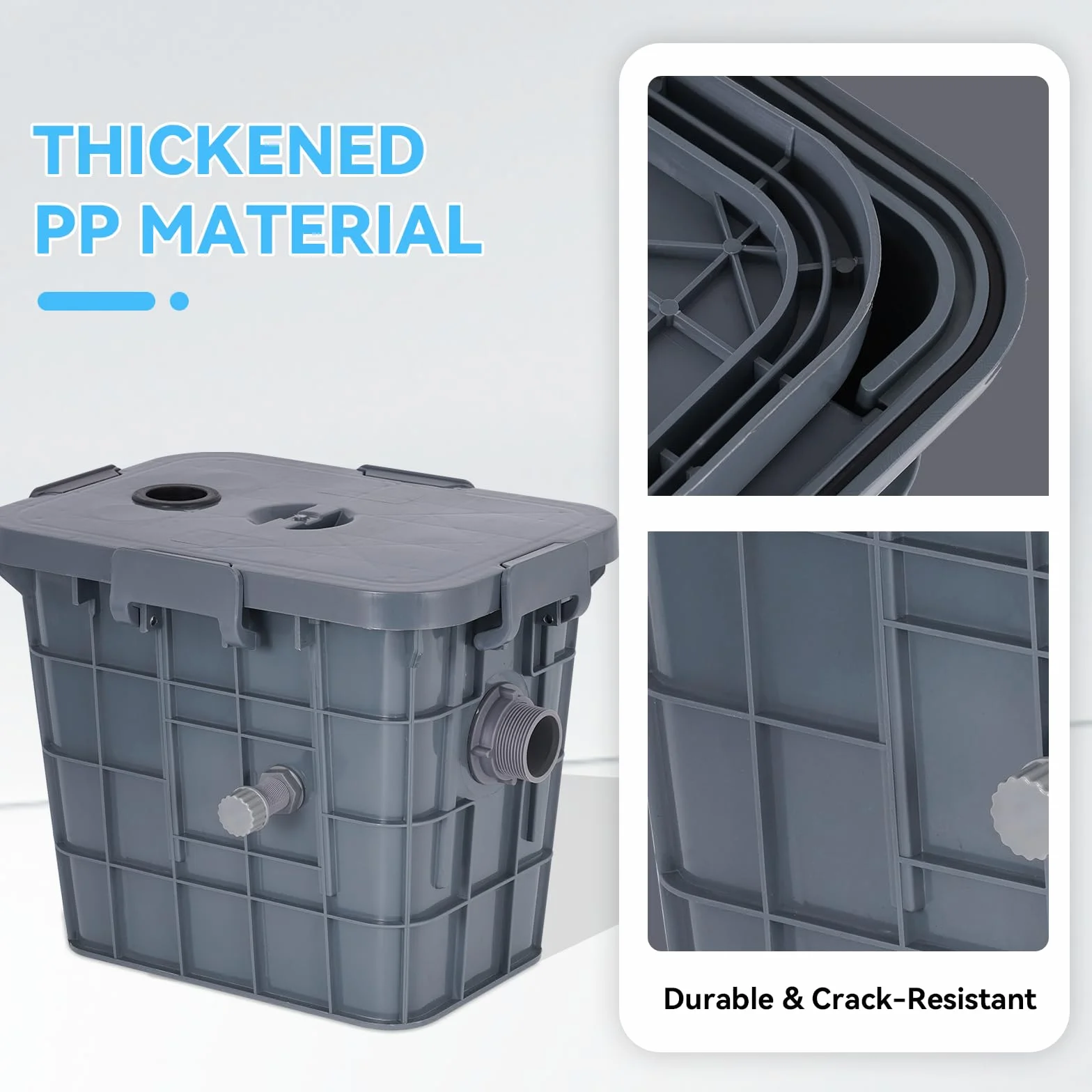 YUCHENGTECH Trampa de grasa comercial de polipropileno de 22 L, separador de filtro de aceite de agua con 1 entrada superior para el hogar, restaurante, comedor, fregadero de cocina con deflectores