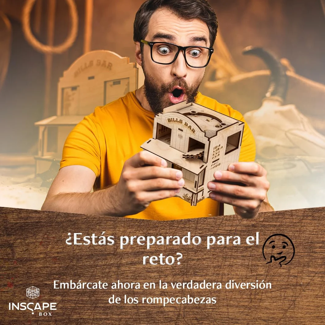 INSCAPE Wild West Riddles Caja de Rompecabezas de Madera Puzzle Box Escape Room Juego Adultos Niños 3D