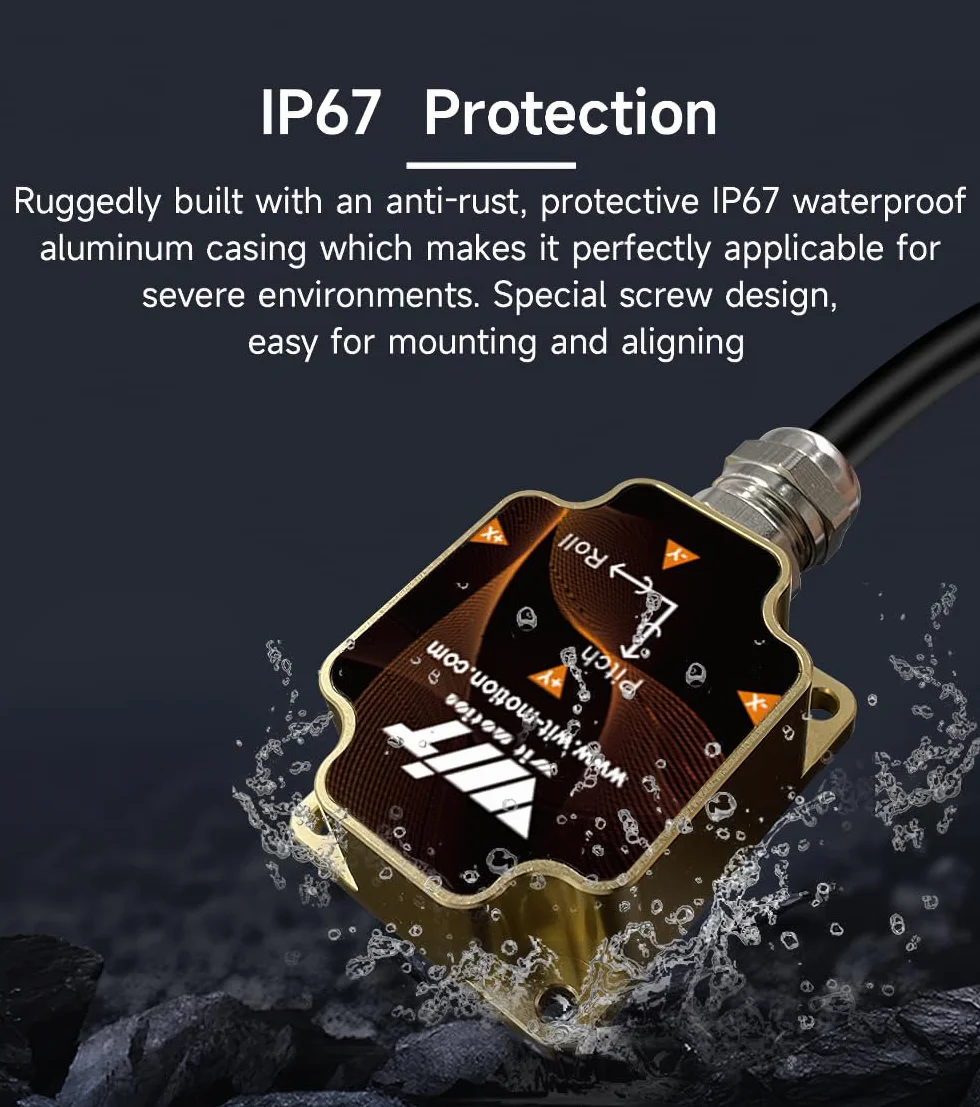 【X/Y±0.001°】 WitMotion HWT9053-485 Sensor de brújula electrónica + giroscopio de 3 ejes, ángulo triaxial IP68 MPU9250 AHRS IMU Compensación de temperatura y magnetómetro para ROS