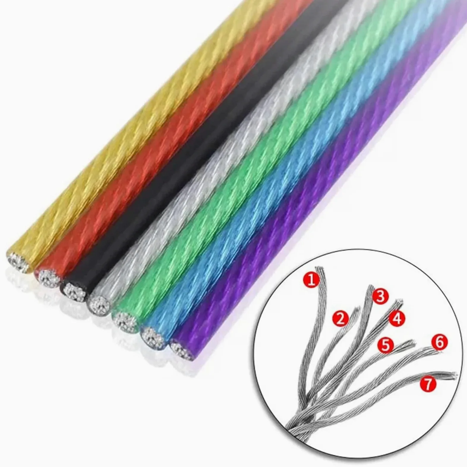Alambre De Acero Plastificado Cable de acero recubierto PVC color 3,0 mm, cable negro, accesorios colgantes verdes