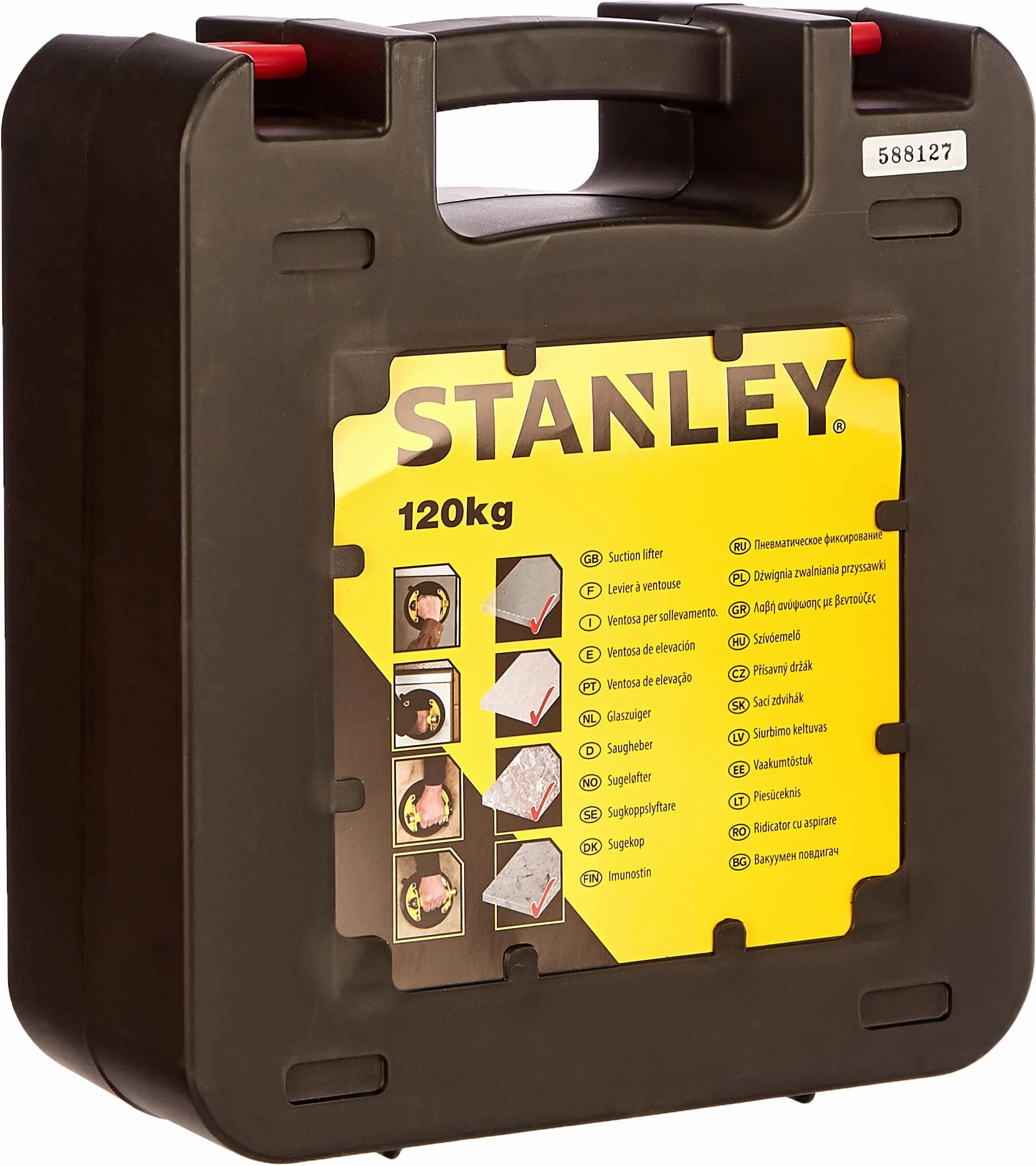 STANLEY Ventosa de Elevación 120kg 230mm Diámetro Indicador de Vacío Válvula de Liberación