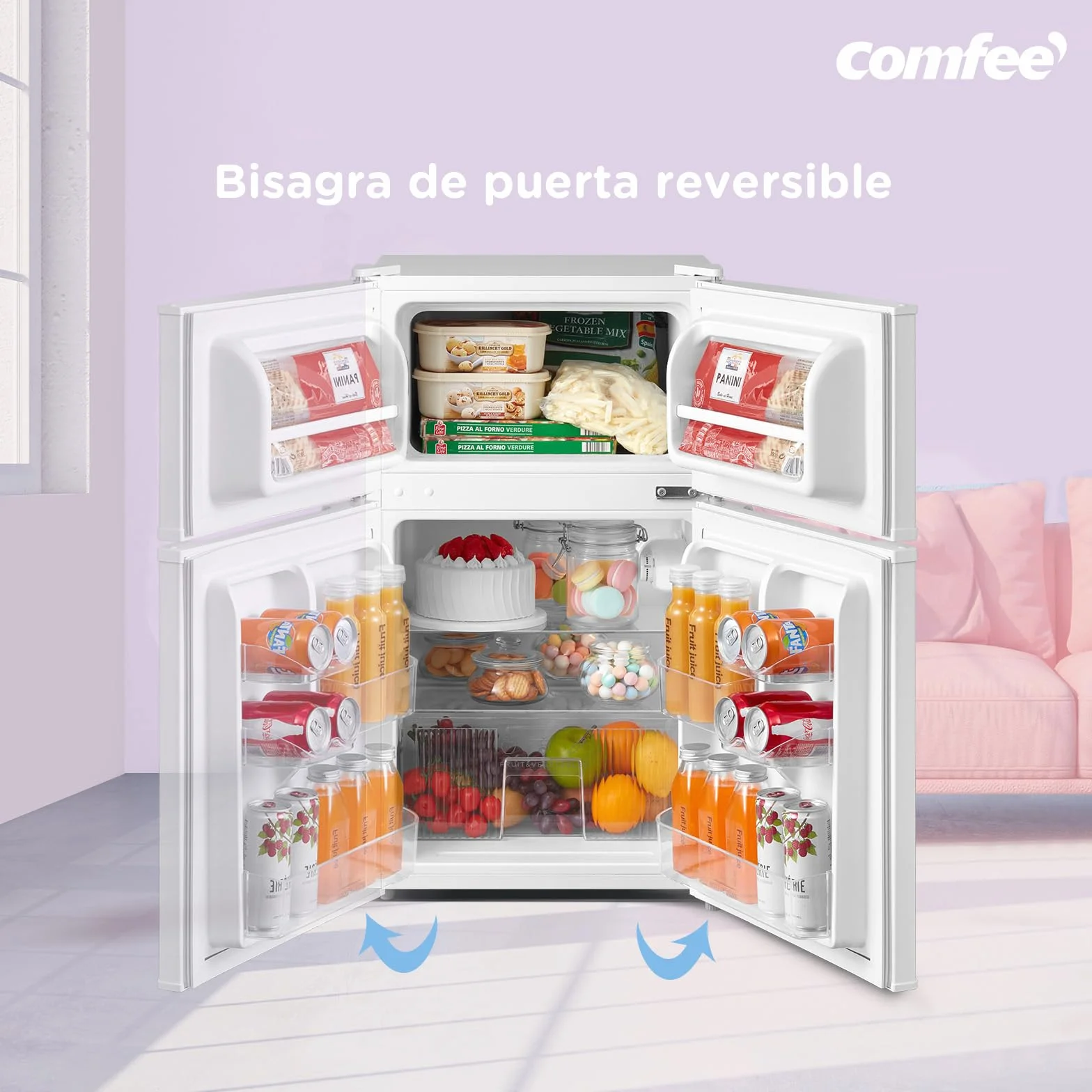 Comfee' RCT87WH2(E) Congelador de Encimera 87L Nevera Pequeña Blanca