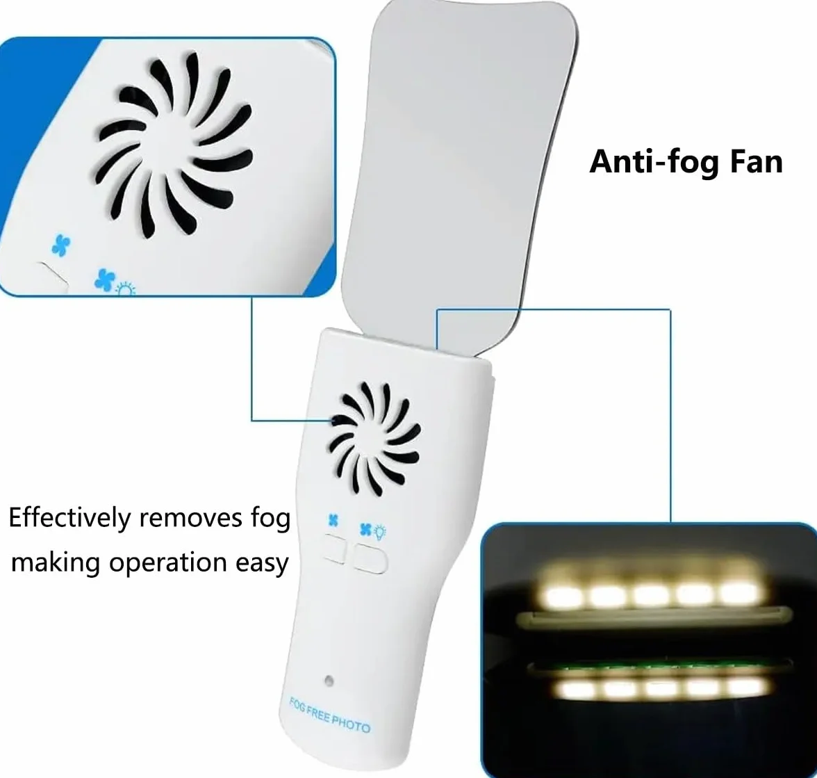 Juego de Espejos Dentales Antiniebla con Luz LED, Acero Inoxidable, Ortodoncia