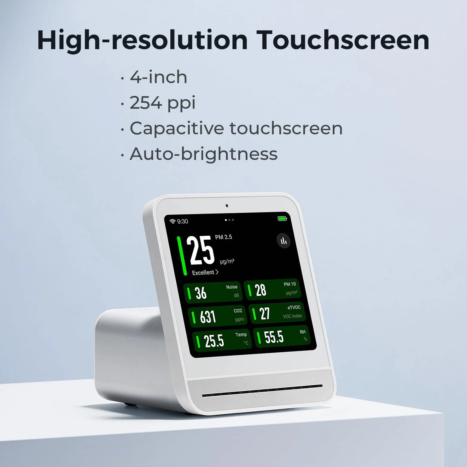 Qingping Air Quality Monitor Gen 2, Air Quality Monitor Indoor Detects PM2.5, CO2, PM10, Noise, Temperature and Humidity, New Upgraded Alarm Clock Function, Air Quality Tester for Bedroom (Black)