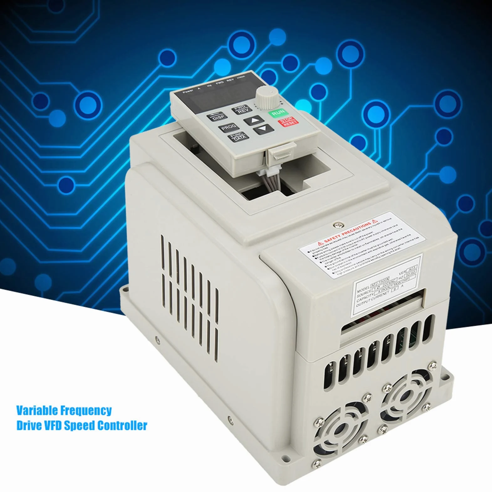 Controlador de Velocidad Vfd de Frecuencia Variable de 220 Vac de Frecuencia Ajustable Monofásica de Rendimiento Electrónico CNC para Motor de CA Monofásico de 1,5 Kw