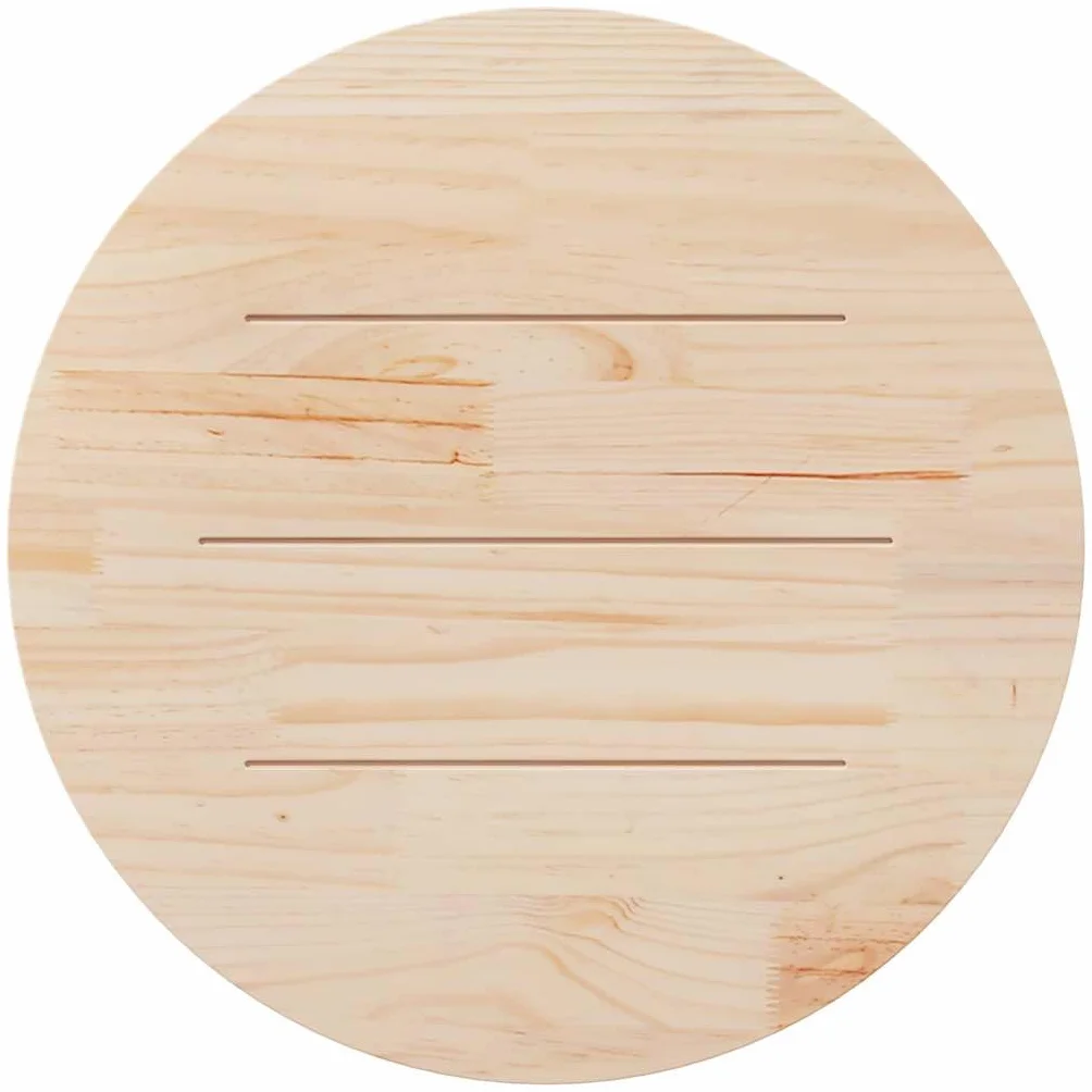Refined Superficie de Mesa Madera Maciza de Pino Blanco Ø90x2,5 cm