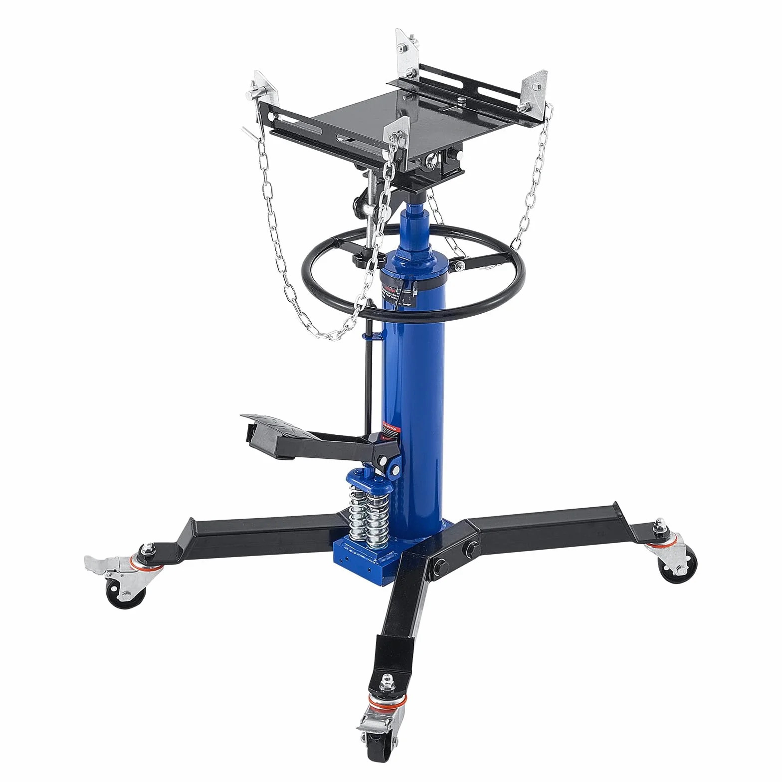 VEVOR Gato Hidráulico de Transmisión, Capacidad de Elevación 600 kg, con Pedal y Caja de Cambios Telescópica Doble, Altura de Elevación 88-176 cm, a Garaje/Taller, Azul, 735 x 625 x 970–1855 mm