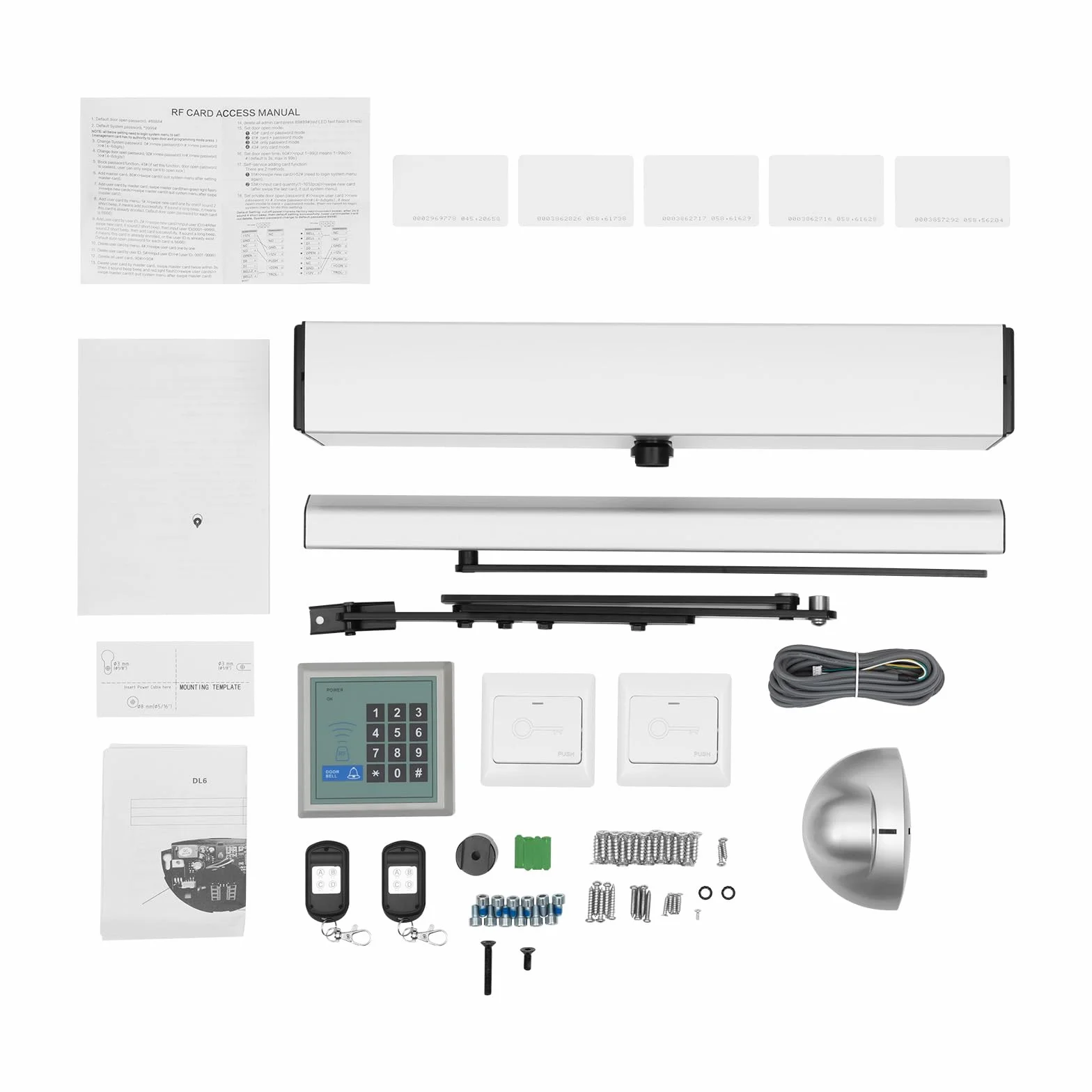 Abridor automático de puerta batiente, Abridor de puerta eléctrico Cerrador de puerta con mandos a distancia, Modo manual/automático, Abridor de puerta eléctrico para oficinas, hospitales, bancos
