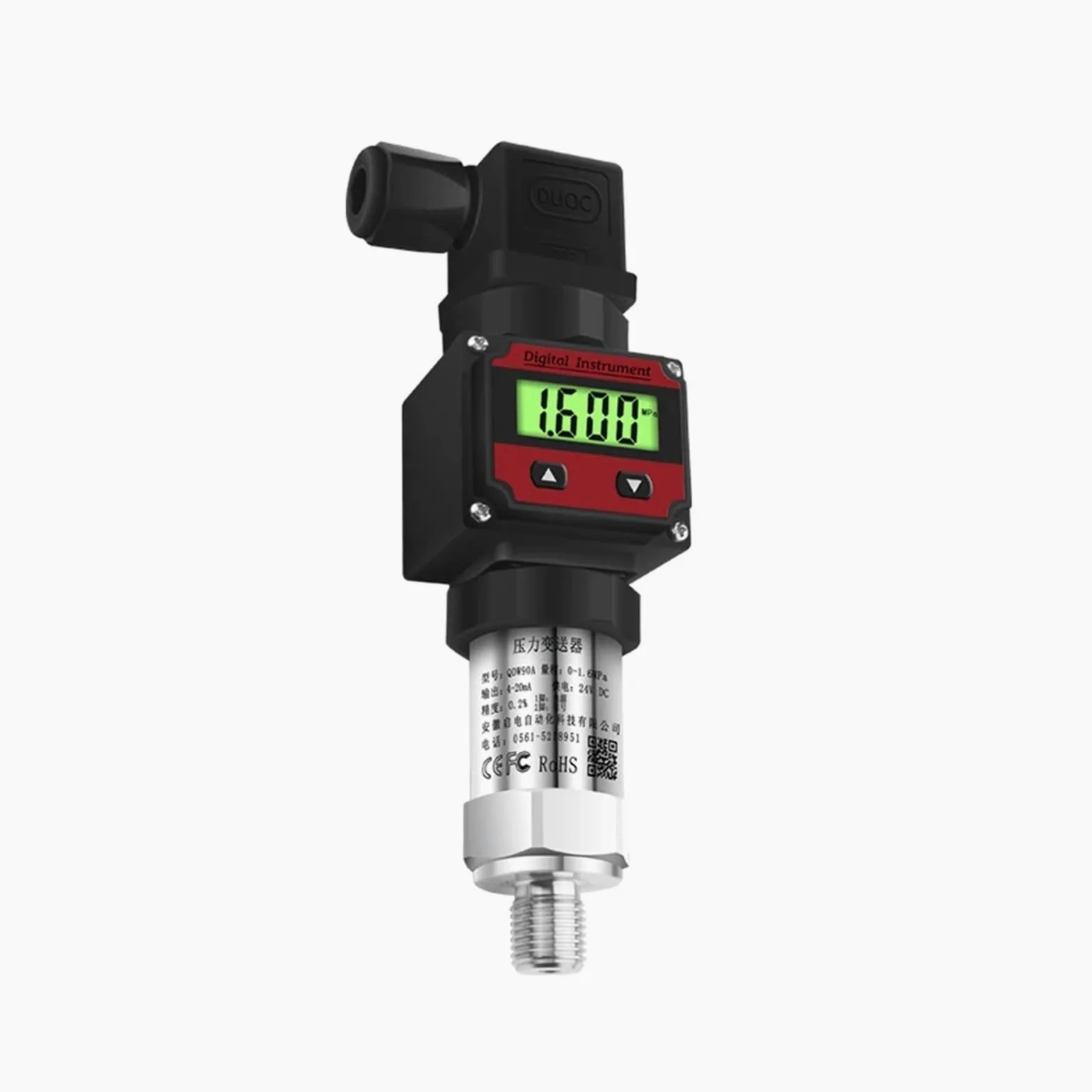 Transmisor de presión Digital 4-20 mA 0-10 V M20*1.5 Sensor transductor de presión 0-60 MPa Transmisor transductor de presión RS485(4-20ma Output,0-60Mpa)