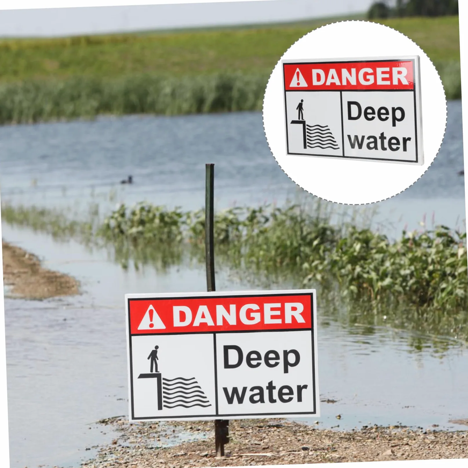 Didiseaon 3 Piezas De Señal De Identificación De Peligro De Profundidad De Agua Señal De Prohibición De Entrada De Stop es De Seguridad De Precaución Para De