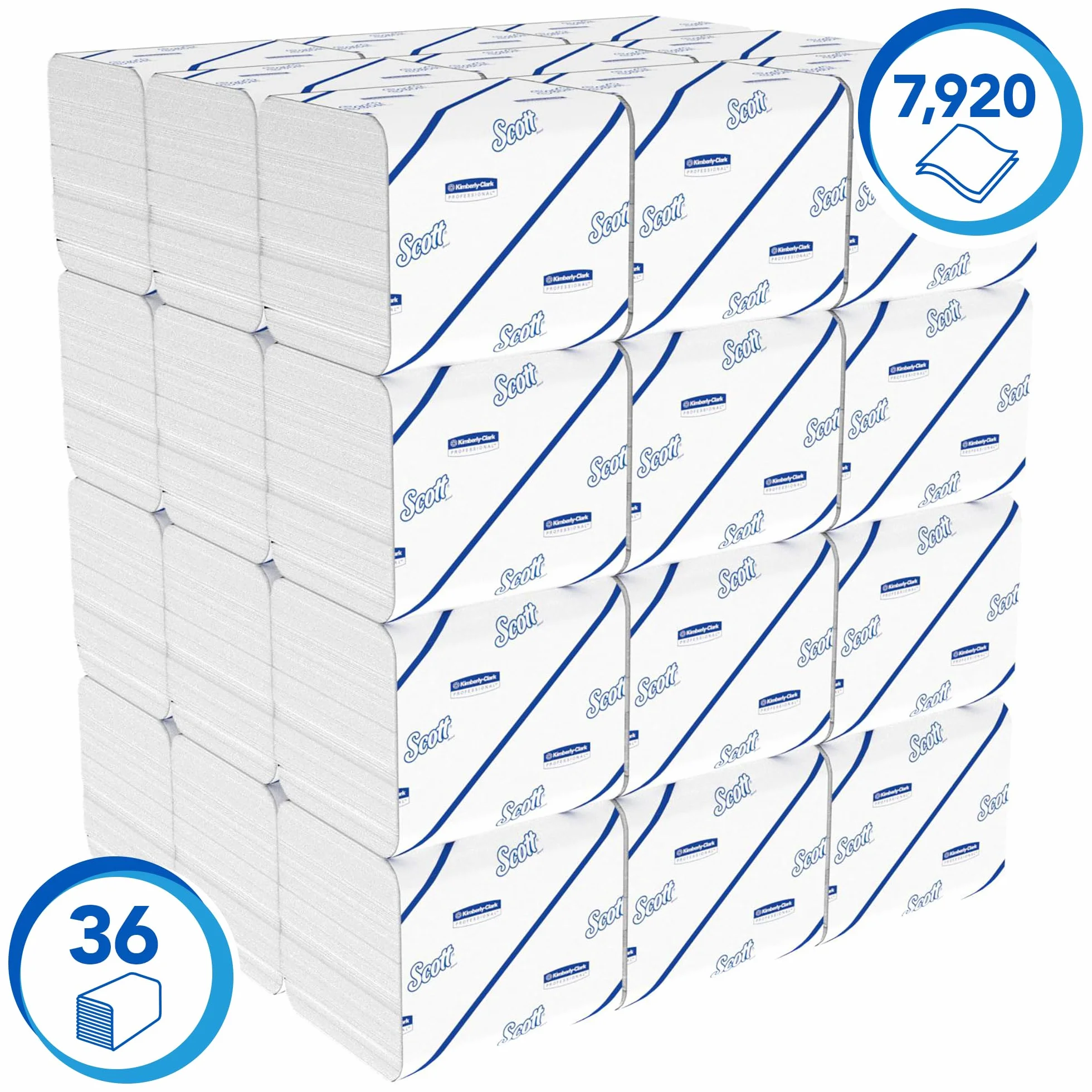 Scott Control Papel Higiénico Plegado 8509, 2 Capas, Suave y Fuerte, 36 Paquetes x 220 Hojas (7.920 total)