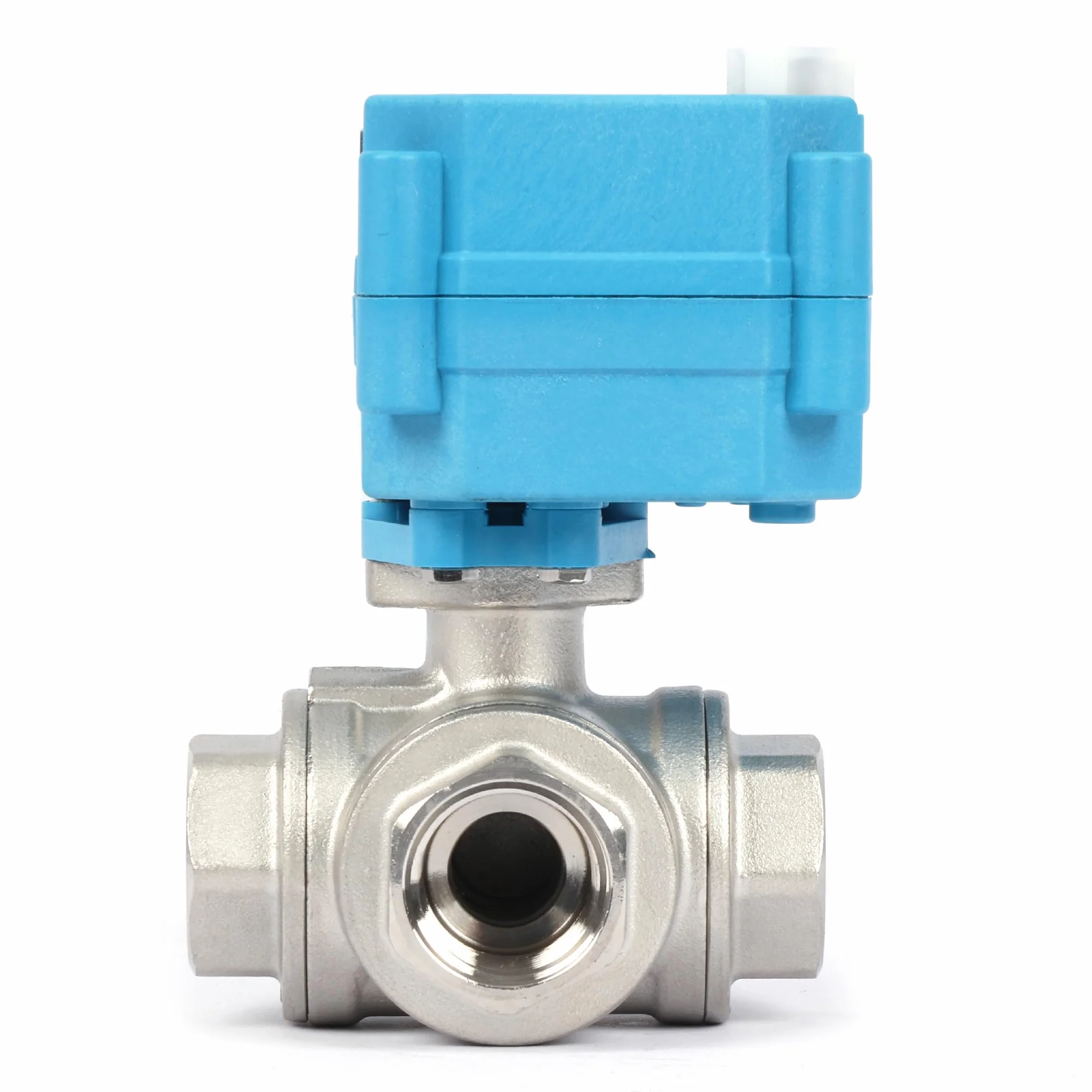 U.S. Solid Válvula motorizada 3 vías acero inoxidable: tipo T - eléctrica válvula con función manual, puerto estándar (1/2", AC110-230V)