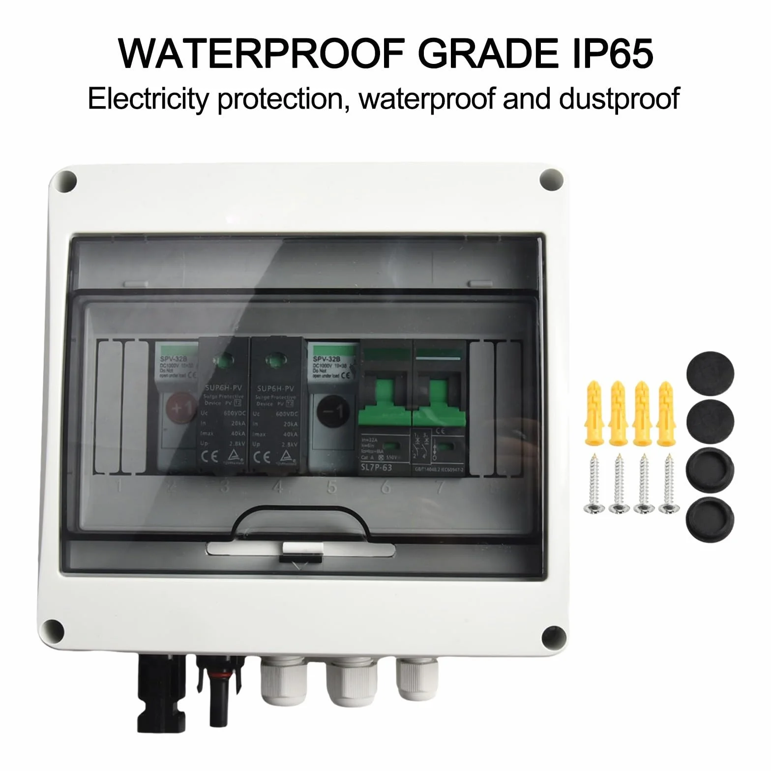 Caja solar del combinador del picovoltaico, 550V 1 en 1 hacia fuera combinador impermeable de la secuencia de DC de IP65 con la protección del sobrevoltaje para el panel solar residencial
