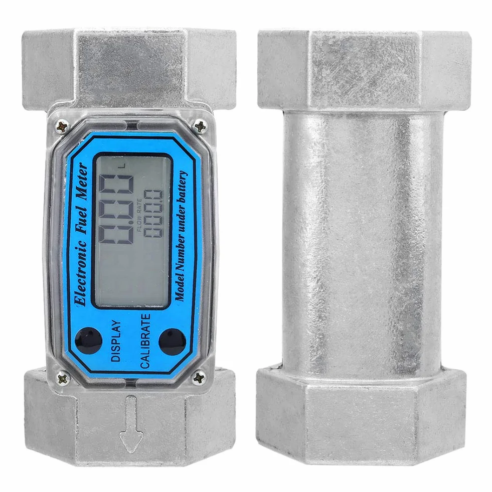 Medidor de Flujo de Turbina Electrónico Digital de Aluminio 15-120L 1.5 Pulgadas NPT