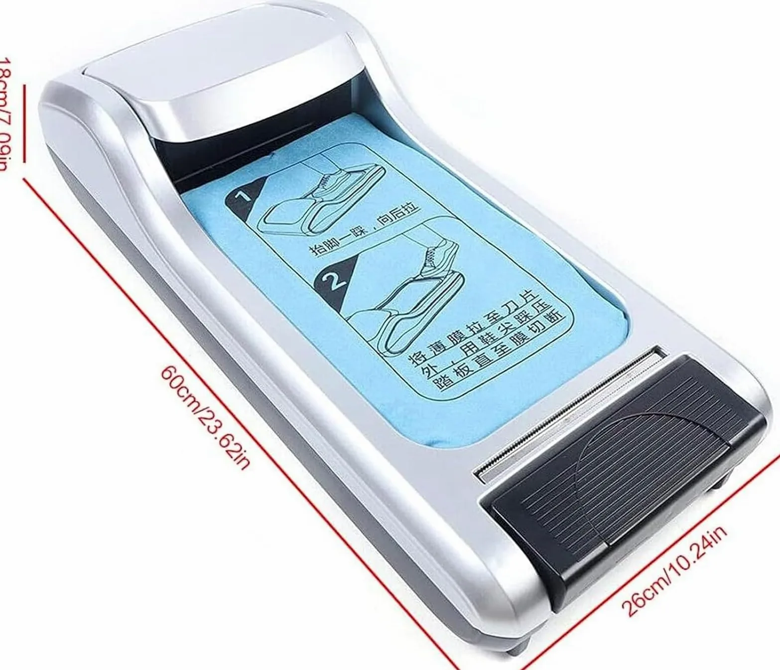 Dispensador AutomáTico de Fundas Desechables para Calzado con Recambio de 3 Rollos, MáQuina Dispensadora PortáTil para Cubrezapatos Hasta la Talla 12 de Hombre