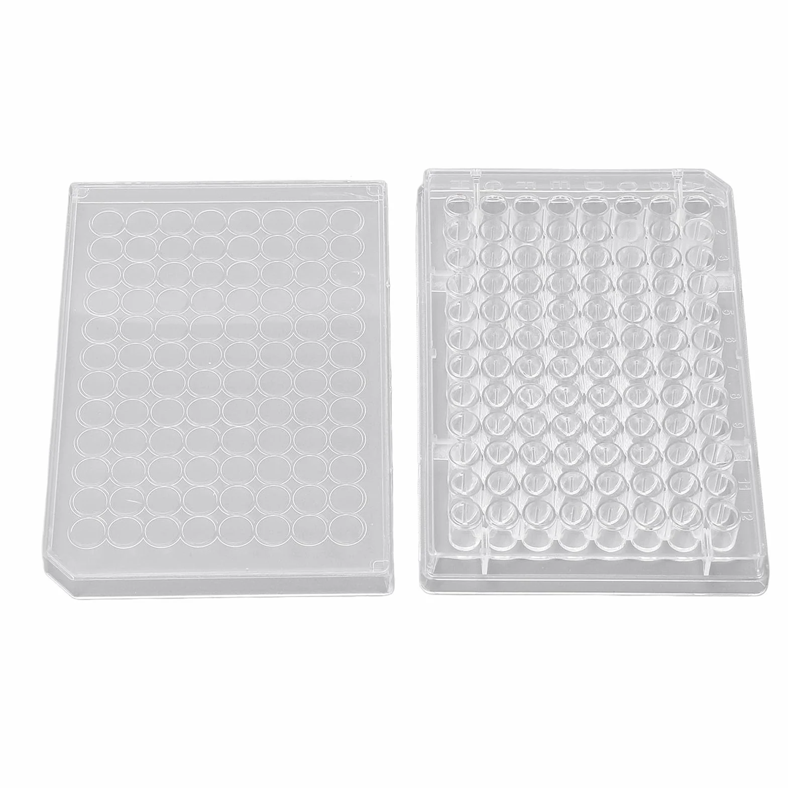 10PCS Placas de Cultivo Celular 96 Pozos - Placas de Poliestireno Transparente con Tapa para Investigación (Fondo plano)