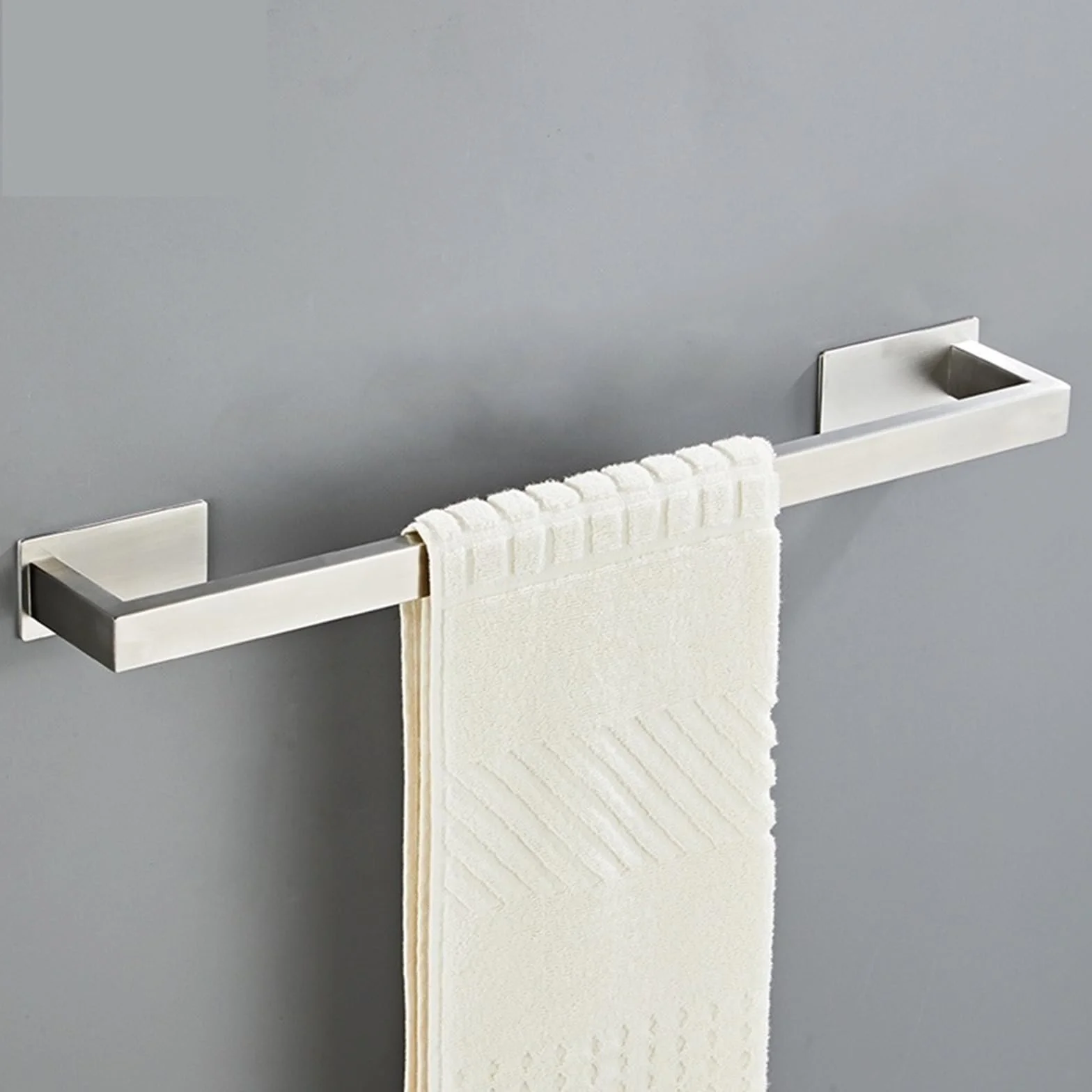 Juego de Accesorios de Baño de Acero Inoxidable Plateados, Toallero, Soporte de Papel Higiénico, Gancho, 4 Piezas