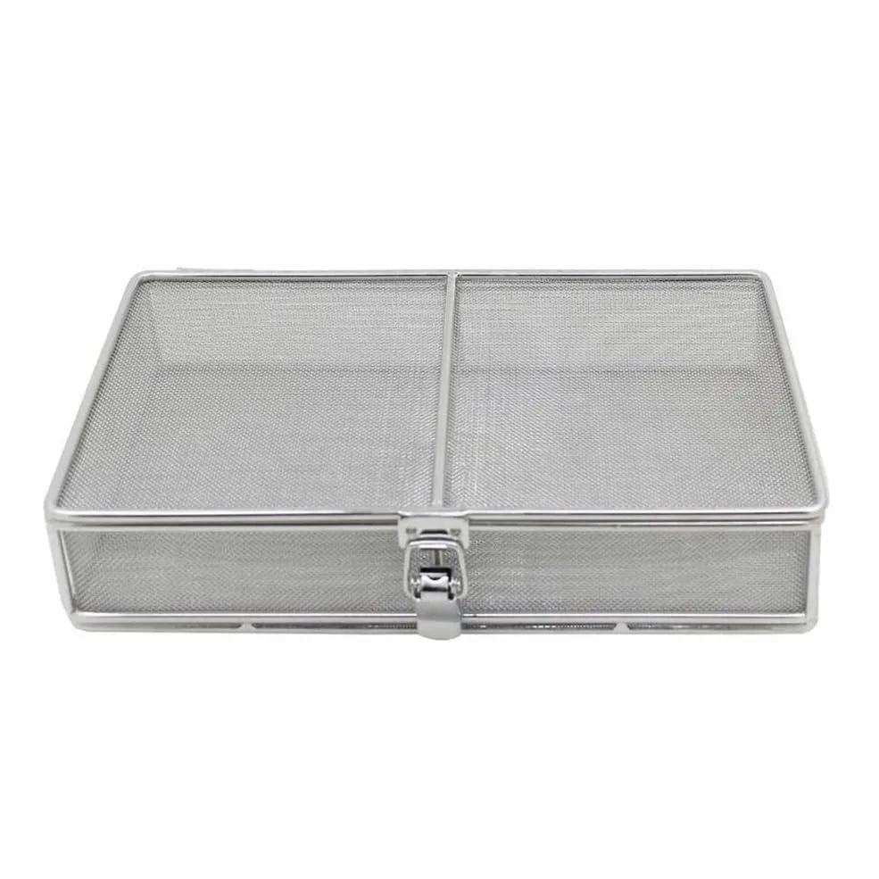 Canastas de esterilización para bandeja de instrumentos con tapa, acero inoxidable, herramienta de alta temperatura y presión, 23 x 12 x 5 cm, diseño poroso para un uso quirúrgico seguro