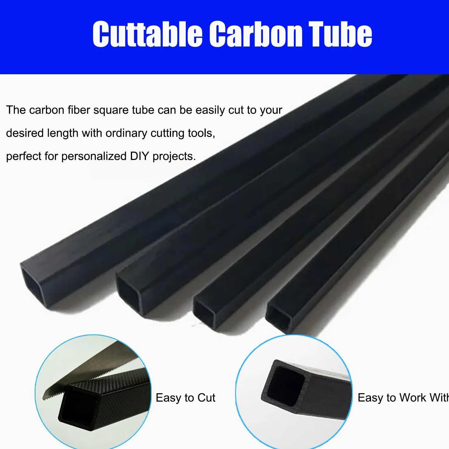 AMUFJJ Tubo De Fibra De Carbono Tubo De Fibra De Carbono De 3, 6, 10, 16, 18, 26, 28, 36, 38, 46, 48 Y 50 mm (Longitud De 1000 mm)(16x16x13x1000mm)