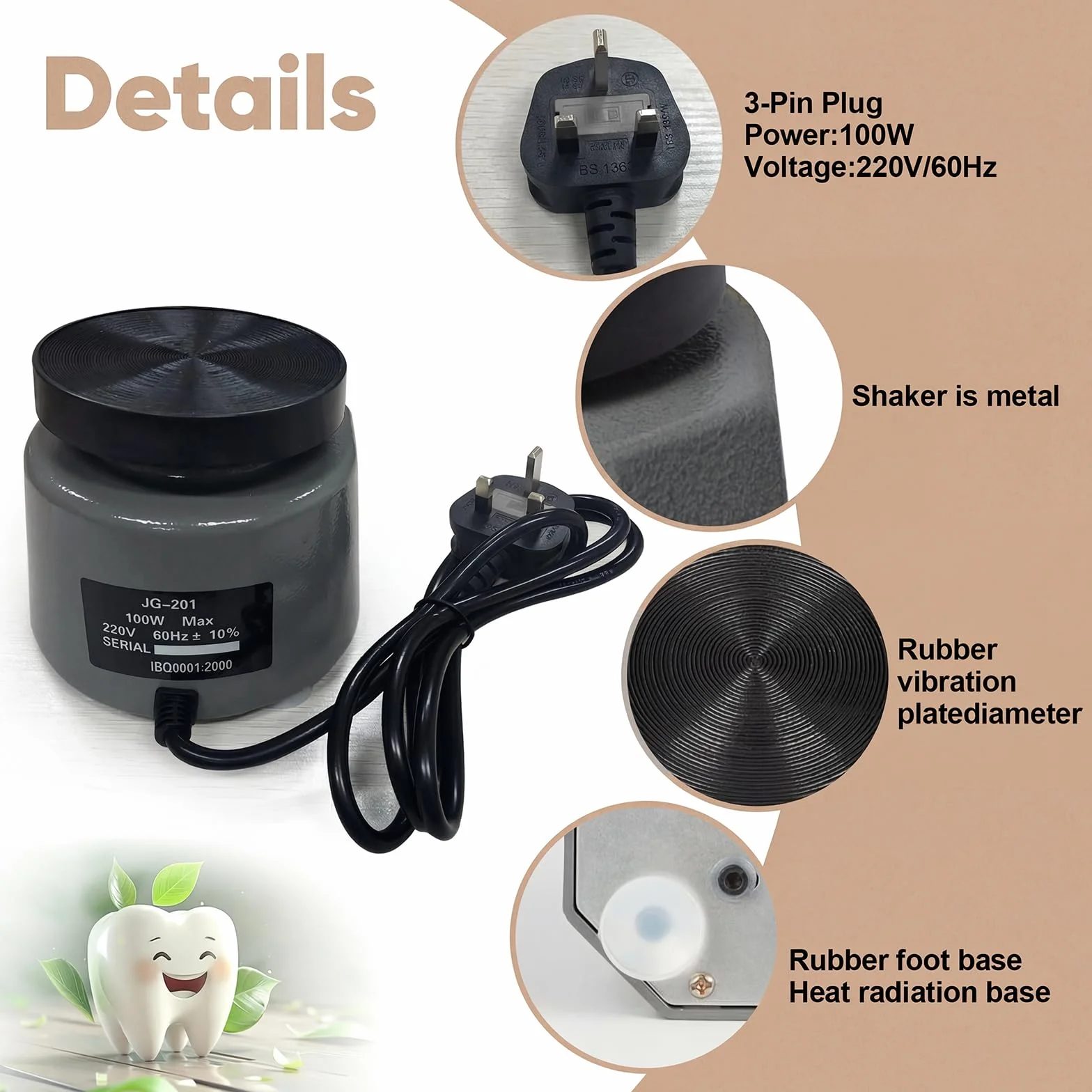 Placa Vibratoria de Yeso 4 Pulgadas 220V 100W Eléctrica Velocidad Ajustable