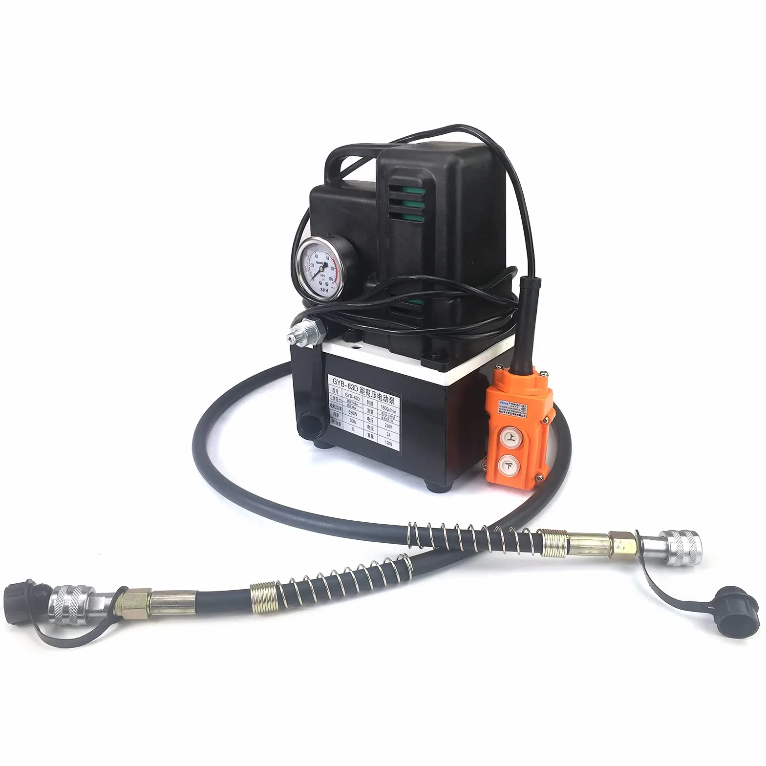 Bomba hidráulica eléctrica, 620 W, 220 V, bomba de aceite hidráulico de alta presión de 1600 RPM con mando a distancia con cable