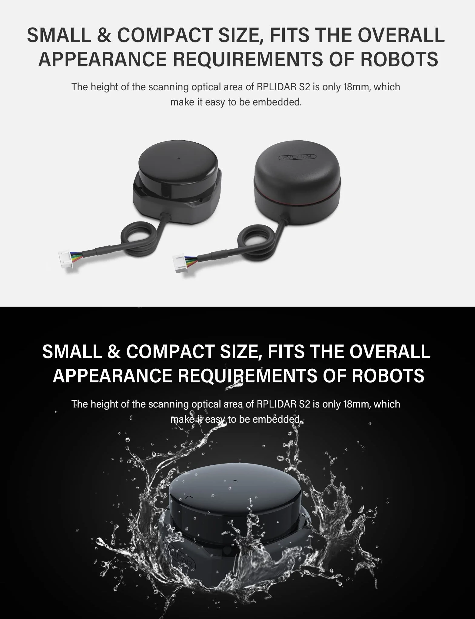 RPLIDAR S2 2D 360 grados 30 metros de radio de escaneo IP65 LIDAR Sensor para evitar obstáculos y navegación de robots
