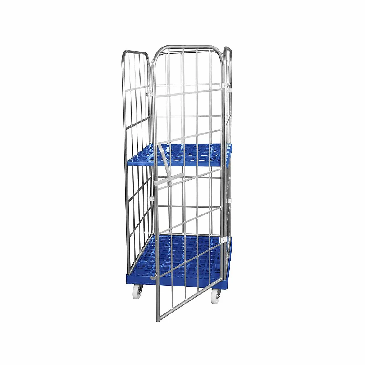 Contenedor rodante con tablero rodante de plástico, por 4 lados, A x P 724 x 815 mm, pared frontal de una sola pieza, altura útil 1650 mm.