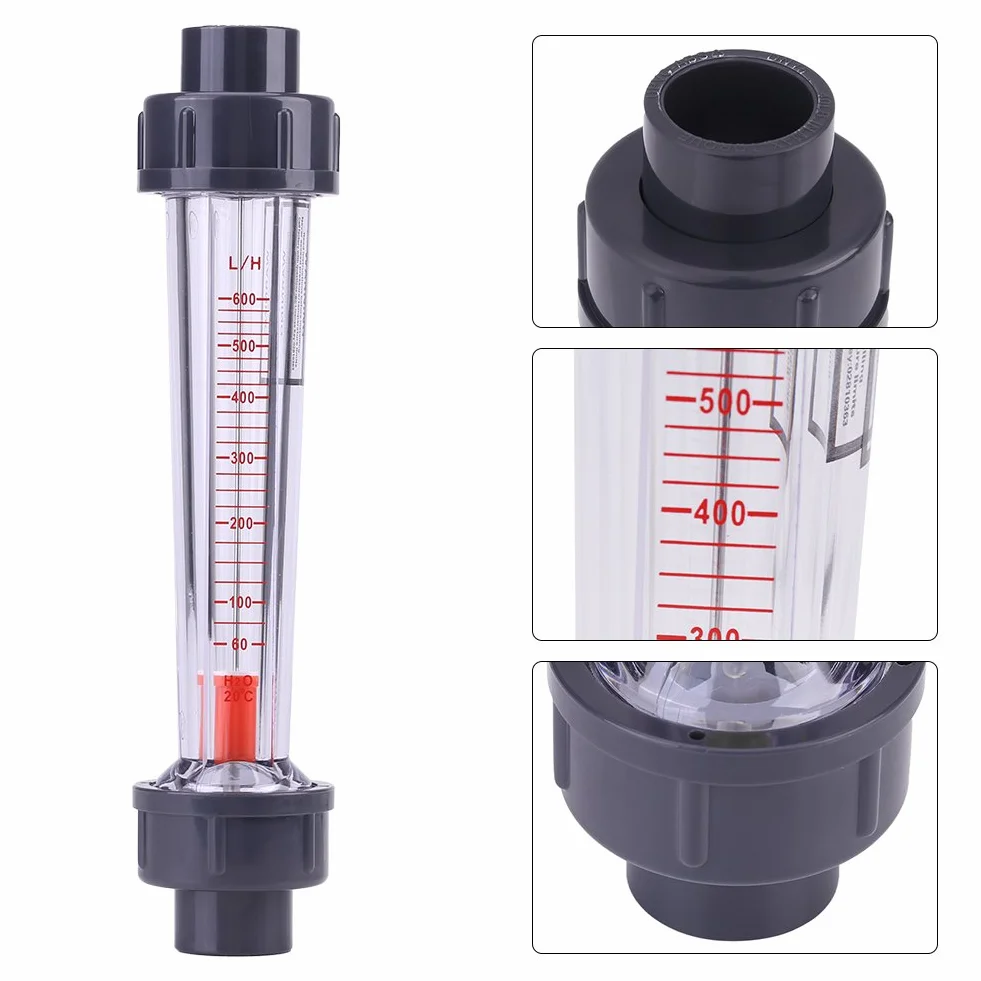 Akozon Rotameter Agua Líquida Medidor Flujo LZS-15 60-600L/H