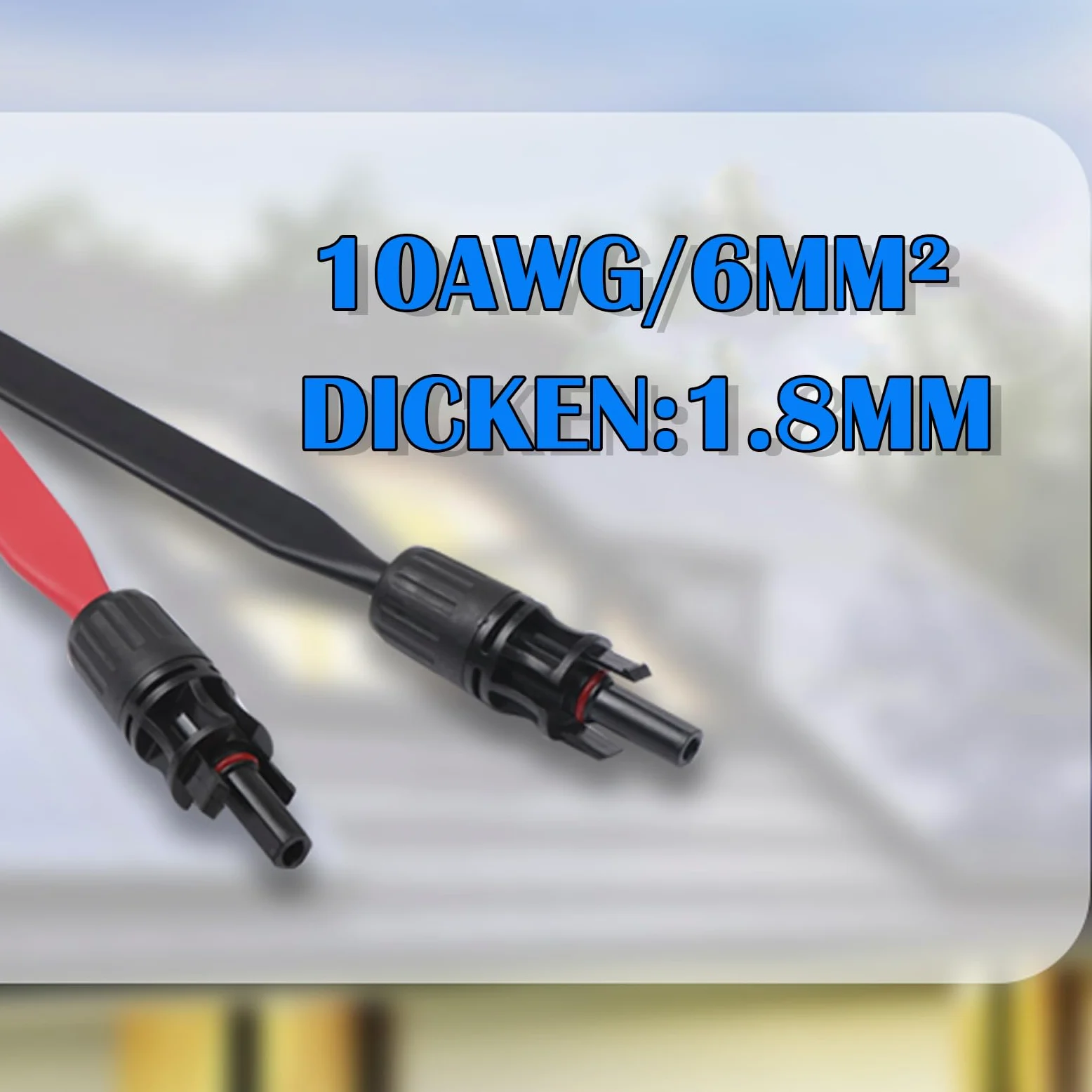 Panel solar de cable plano de 6 mm², 100 cm, cable solar flexible con conector y acoplamiento, 4 unidades de cable solar plano PV para módulos solares e inversores