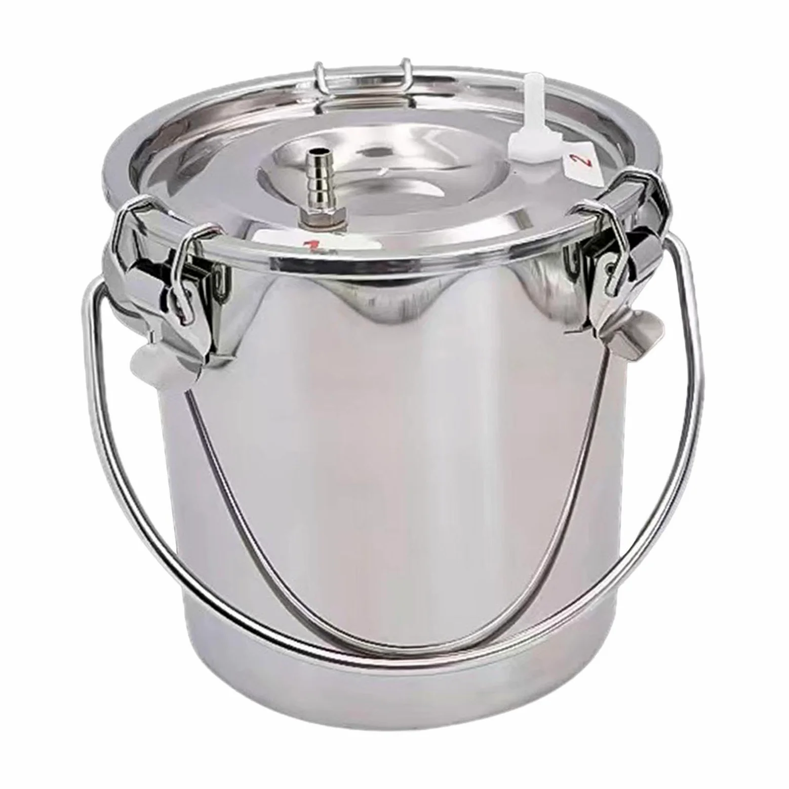 Juego de 2 cubos de ordeñadora para ordeñadora, para vaca, oveja, caballo, 3 L, plateado