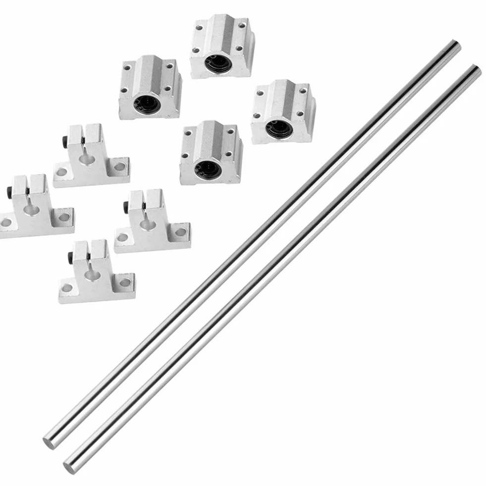 3D Impresora Eje Óptico Lineal 400mm 45# Acero Cromado Soporte Vertical Rodamiento Bolas Typ-5 2Set
