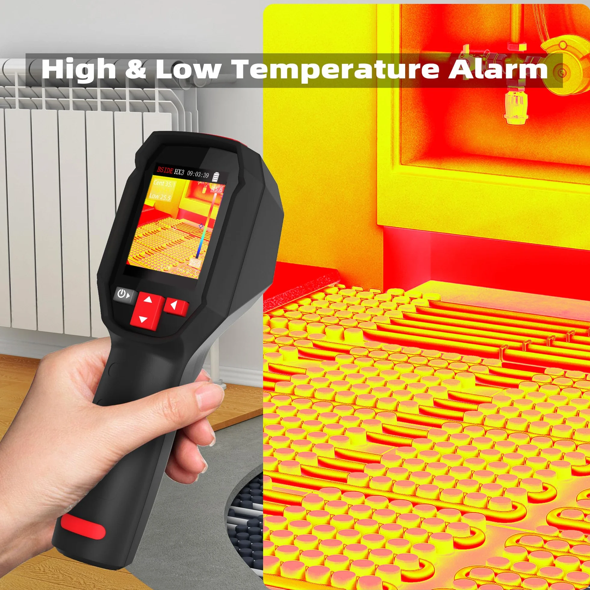 BSIDE HX3 Cámara Térmica 240x240 Resolución Cámara Termográfica Portátil 25Hz Frecuencia de Actualización -20°C-550°C 15 Paletas de Colores para Fugas de Agua HVAC Coche Reparación Electrónica