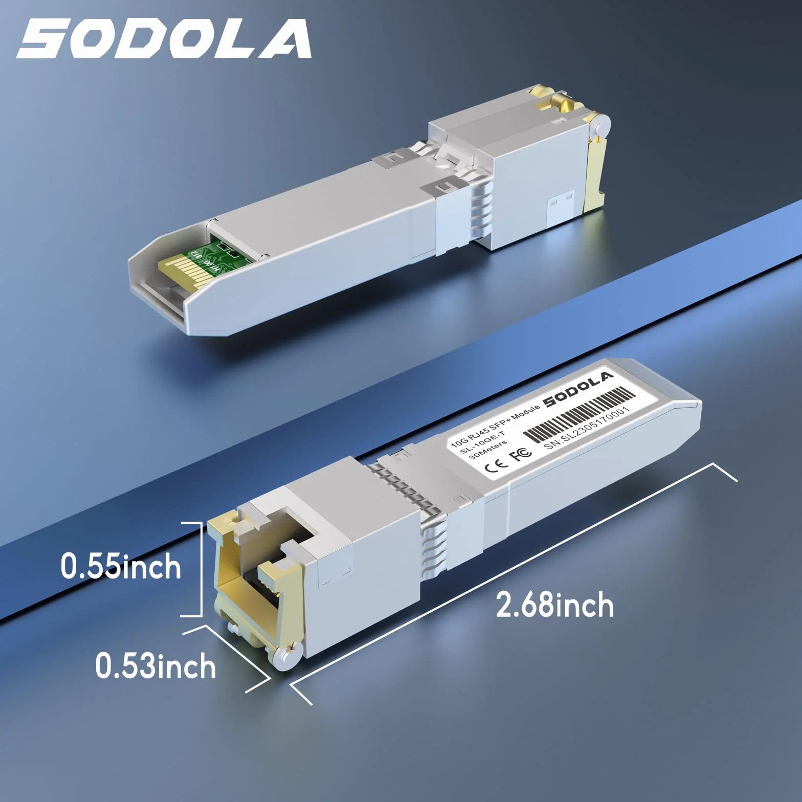 Sodola Módulo SFP+ 10GBase-T RJ45 Transceptor de Cobre 10G SFP a RJ45, Compatible con Ubiquiti, TP-Link, Mikrotik