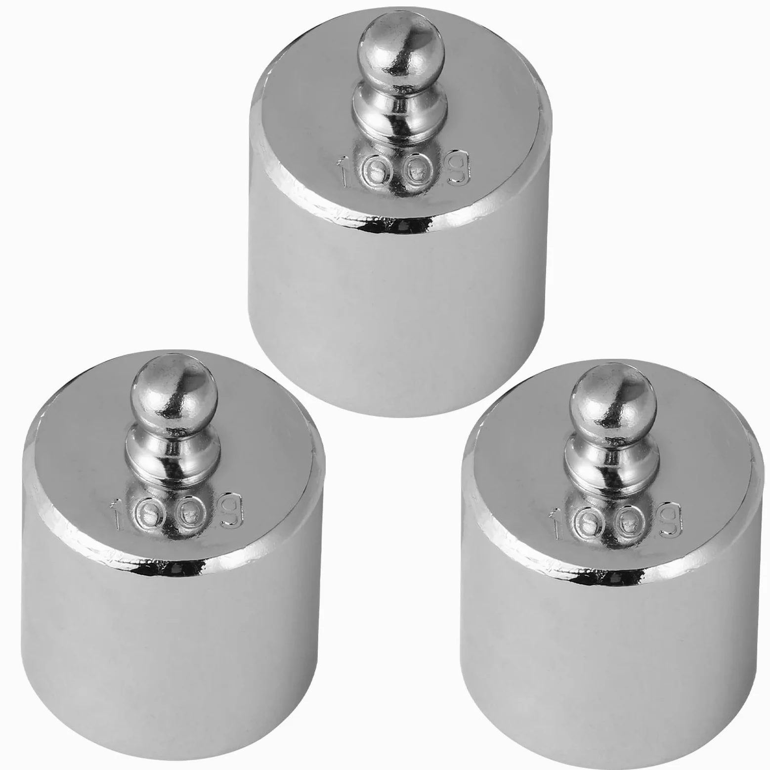 Garneck Pesas de Calibración de Acero Cromado 100 G M2 Estándar, Juego de 3 Piezas para Básculas Electrónicas, Accesorios de Calibración para Balanza Digital en Laboratorio y Enseñanza