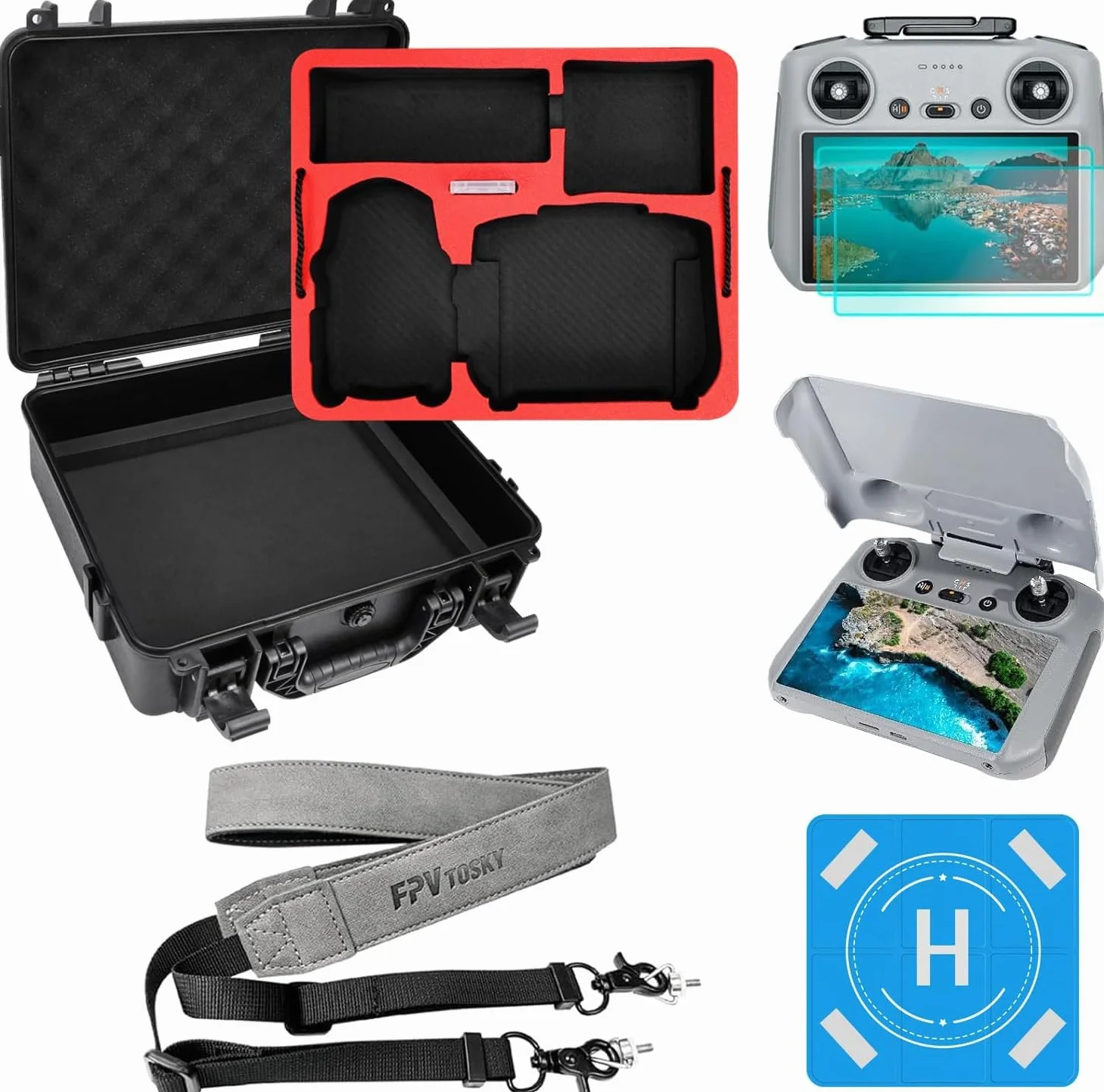 FPVtosky Drone Mini 4 Pro Accesorios 5-IN-1 Kit, Dual Layer Maleta para DJI Mini 4 Pro