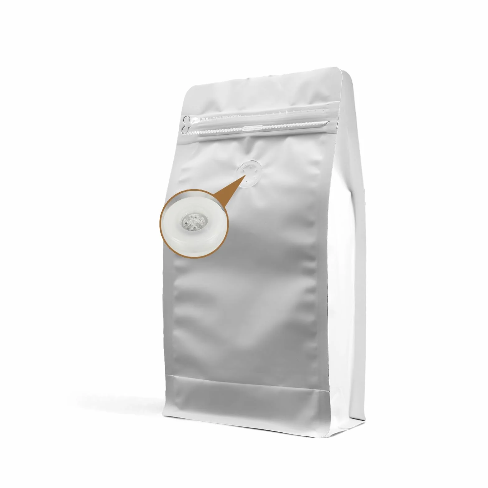 HUAYANG Bolsas de Café Estándar 60 uds Blanco con Válvula Resellable Cremallera