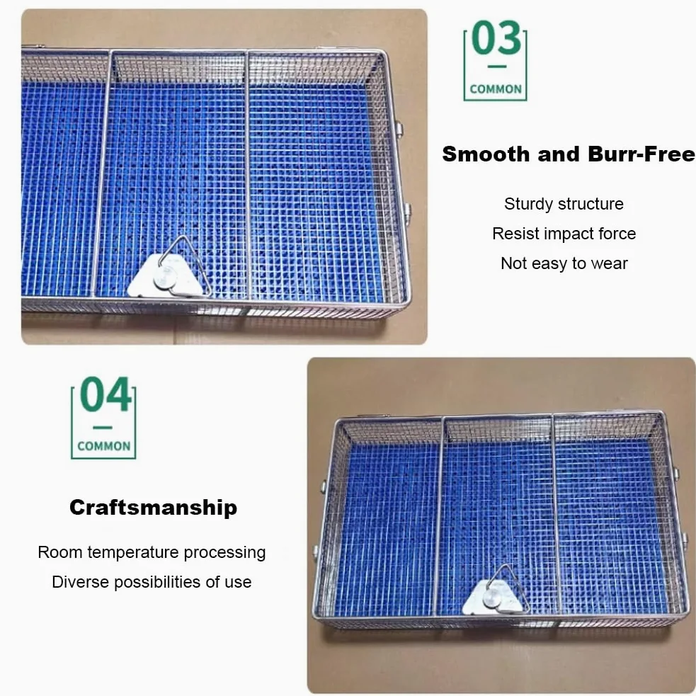 Cestas de esterilización Bandeja de esterilización de Acero Inoxidable Caja de Bandeja de Autoclave de Alta Temperatura con tapete de Silicona (Size : 25 * 25 * 7cm)