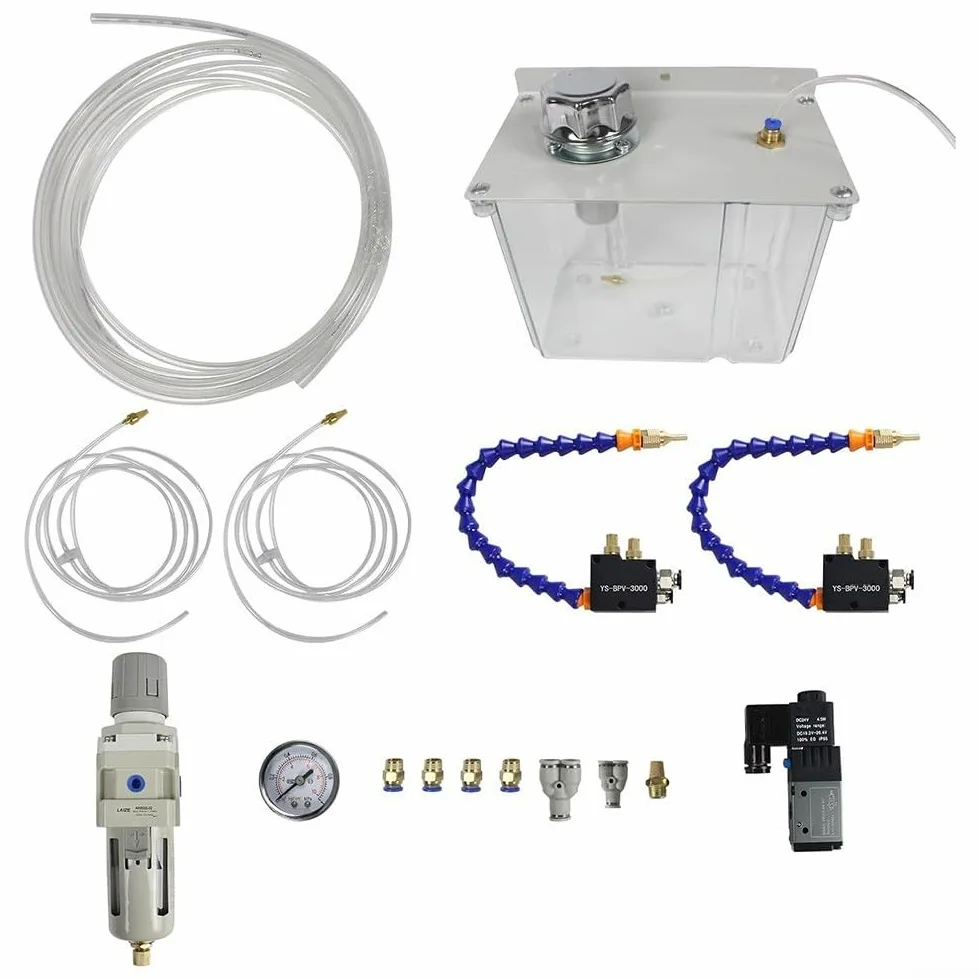 Sistema de bomba de pulverización de refrigerante YS-BPV-3000 3L con válvula solenoide para fresado CNC Torno de perforación Regulador de filtro de aire (24V)
