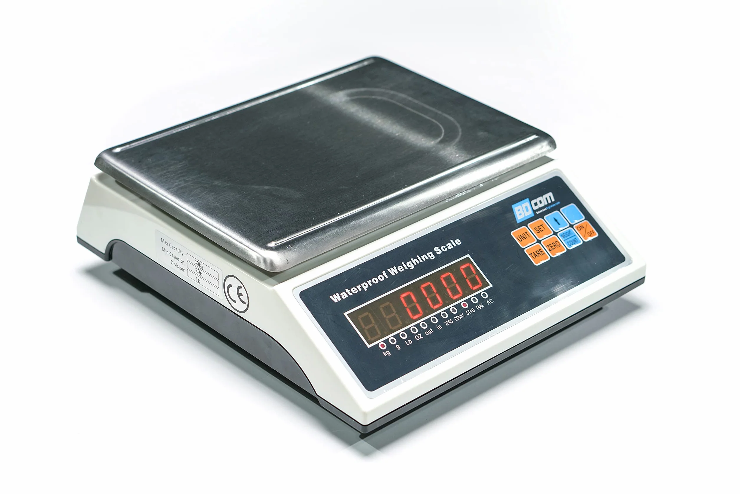 BDCOM POD-30K Balanza industrial 30 Kg estanca y protegida contra la humedad y el polvo, con batería interna indicada para panaderías, obradores, panificadoras, carnicería