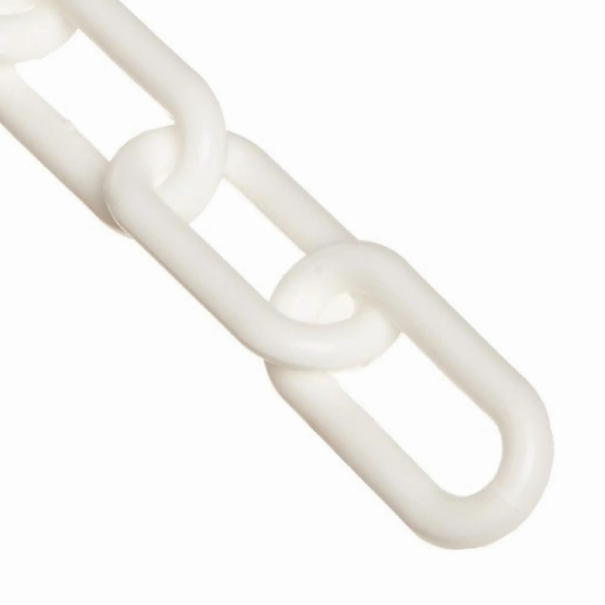 Mr. Chain 51001-25 - Cadena de barrera de plástico resistente, color blanco, diámetro de enlace de 2 pulgadas, longitud de 25 pies