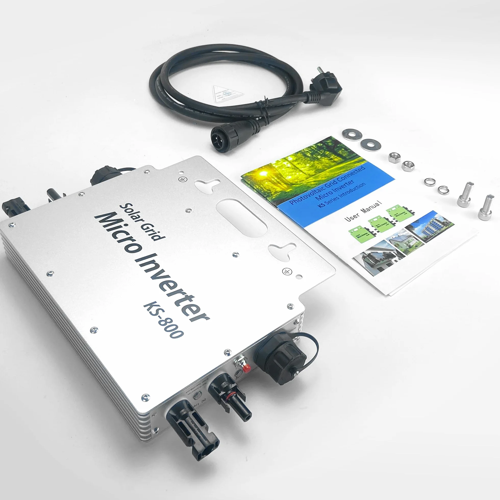 Micro inversor 800W,Inversor Central Eléctrica de Balcón con Pantalla de monitorización de Datos AC IP67 con WLAN App para 2 módulos solares para Balcony Power Station